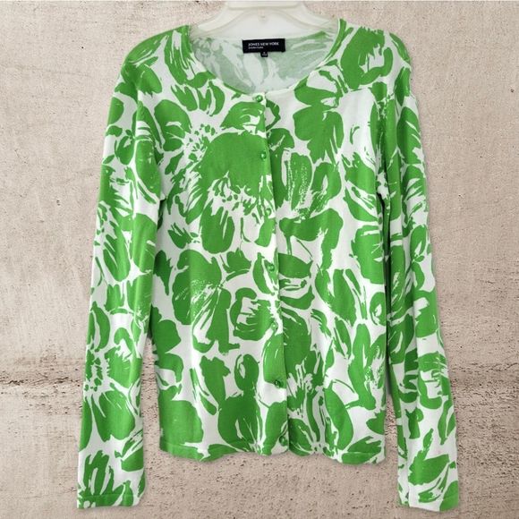 JONES NEW YORK Signature Floral Cotton Cardigan - Picture 1 of 6